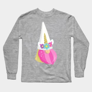 Unicorn Gnome, Cute Gnome, Garden Gnome, Hat Long Sleeve T-Shirt